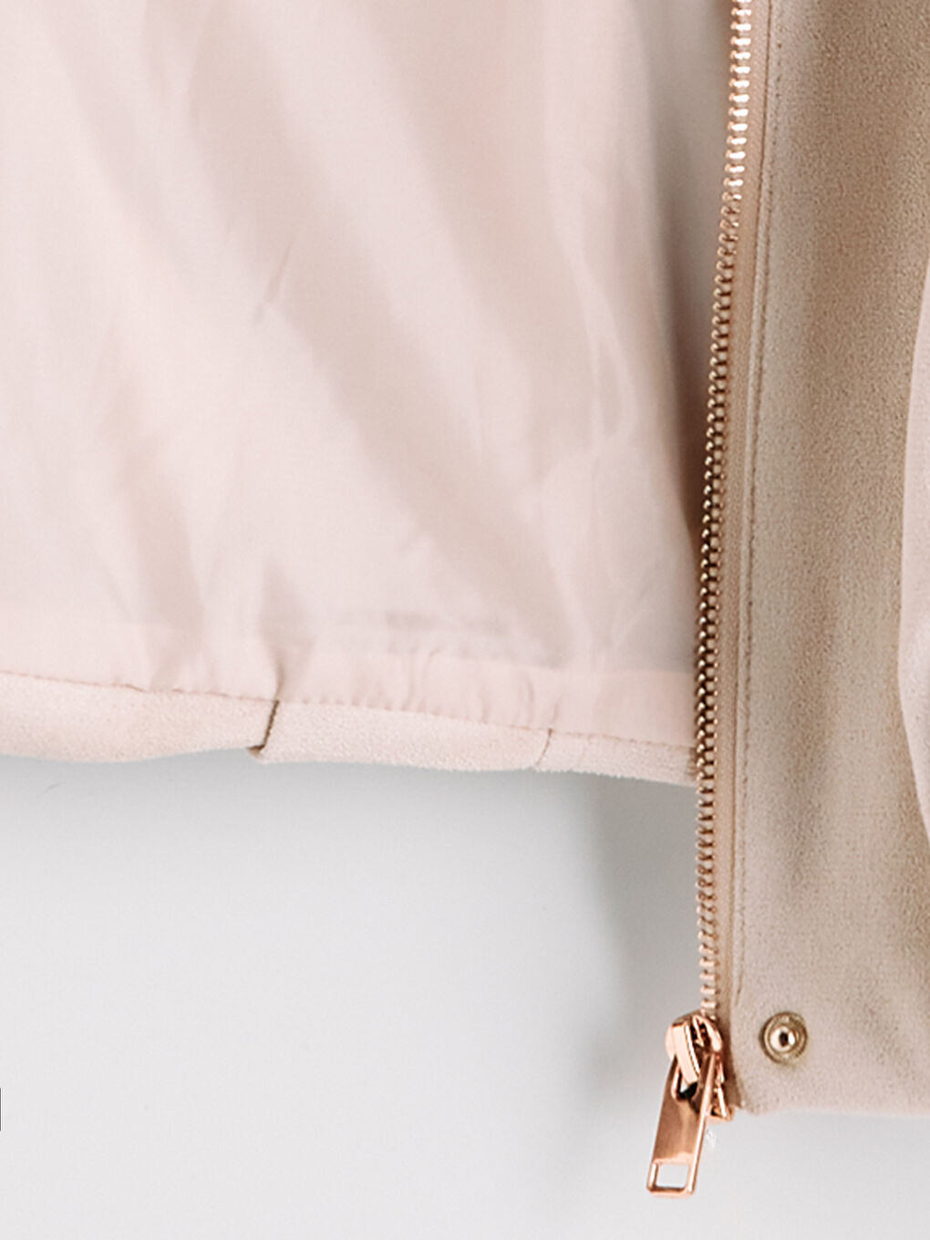 Bej Gömlek Yaka Kadın Süet Görünümlü Ceket-2