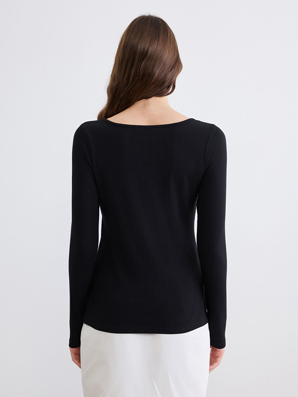 Siyah Bisiklet Yaka Kadın Body-3