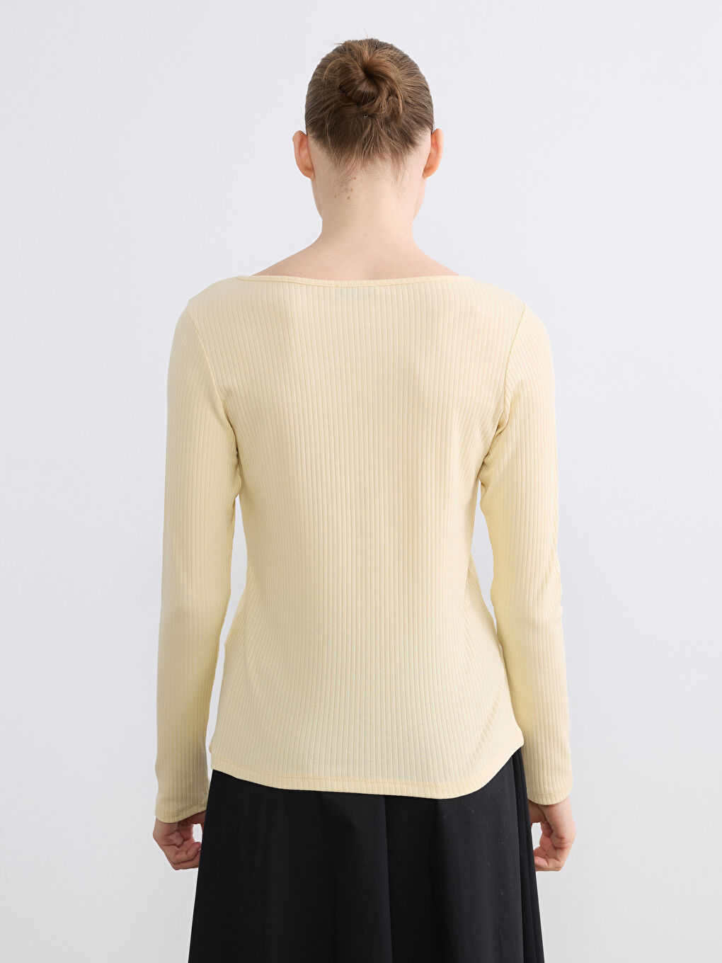 Bej Bisiklet Yaka Kadın Body-3