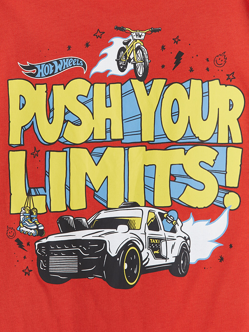 Kırmızı Bisiklet Yaka Hot Wheels Baskılı Erkek Çocuk Tişört-2