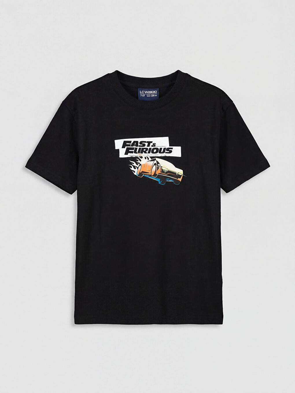 Siyah Fast & Furious Baskılı Erkek Çocuk Tişört-1
