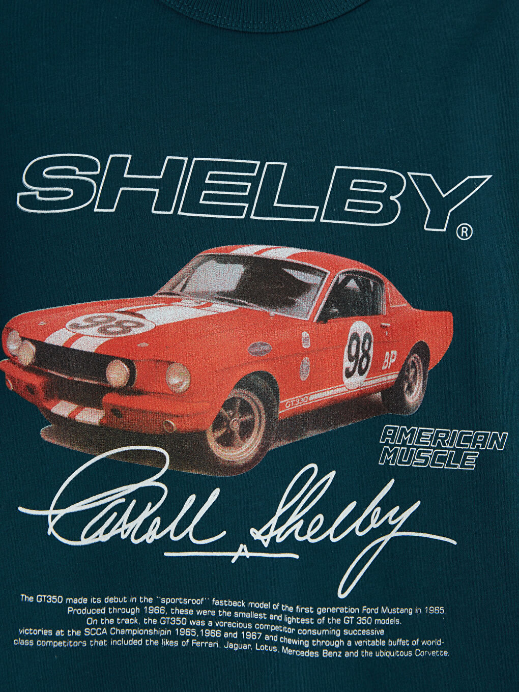 Petrol Bisiklet Yaka Shelby Baskılı Erkek Çocuk Tişört-2