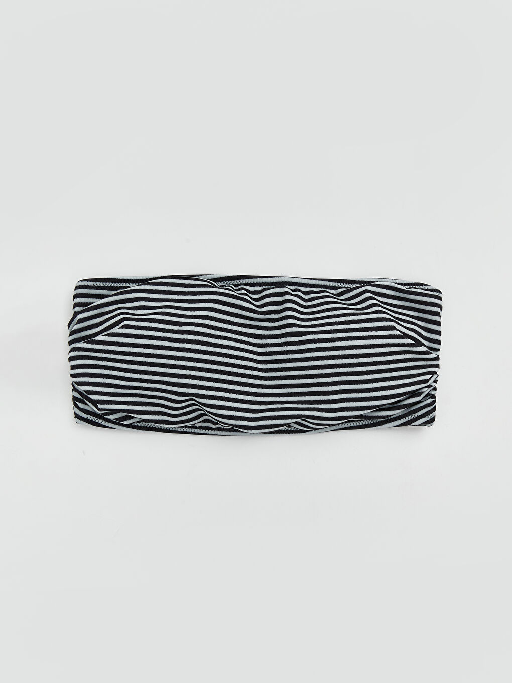 Siyah Çizgili Straplez Kadın Bikini Üstü