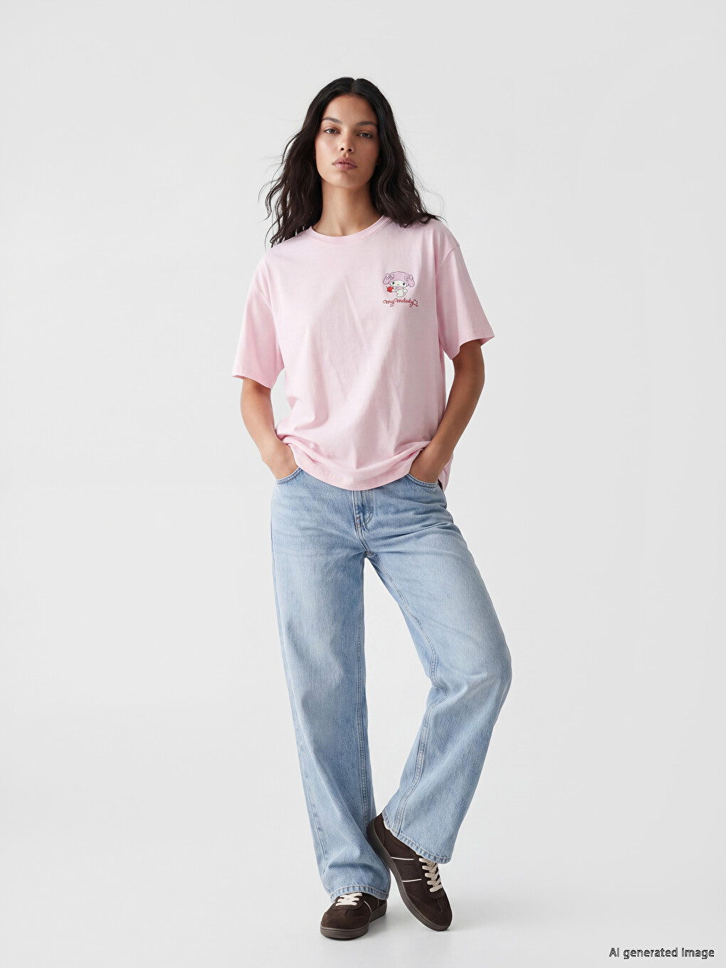 T-shirt My Melody I Stampuar 100% Pambuk Për Gra-1