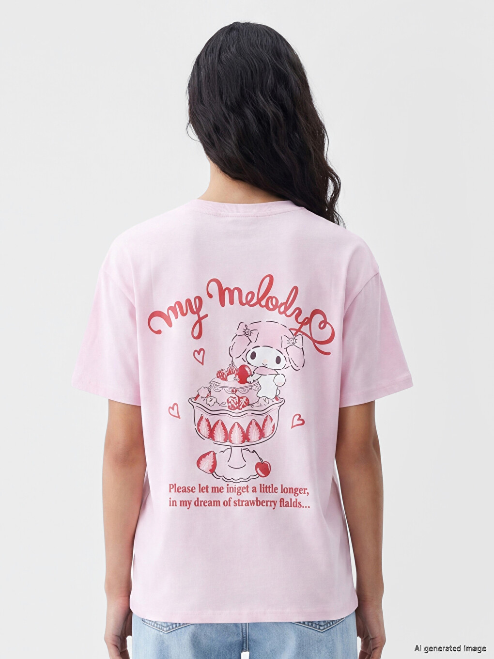 T-shirt My Melody I Stampuar 100% Pambuk Për Gra-3