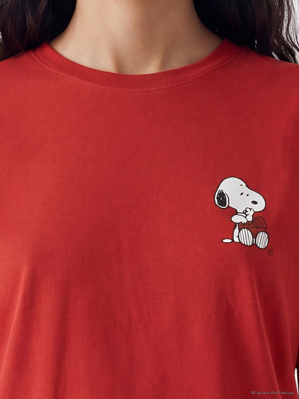 Crew Neck Snoopy Printed Women's T-Shirt-2