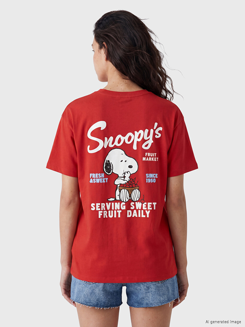 Crew Neck Snoopy Printed Women's T-Shirt-3