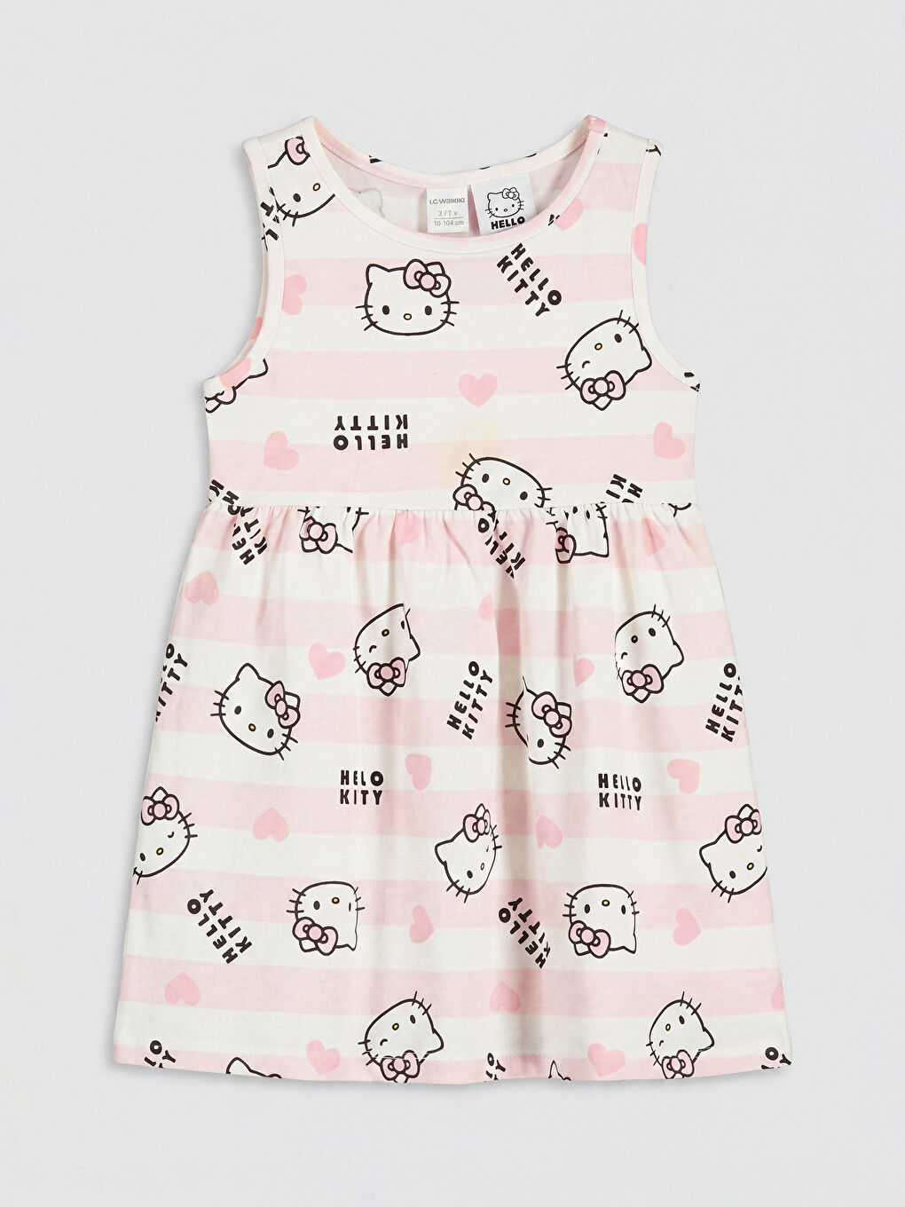 فستان بناتي مطبوع بياقة دائرية من Hello Kitty