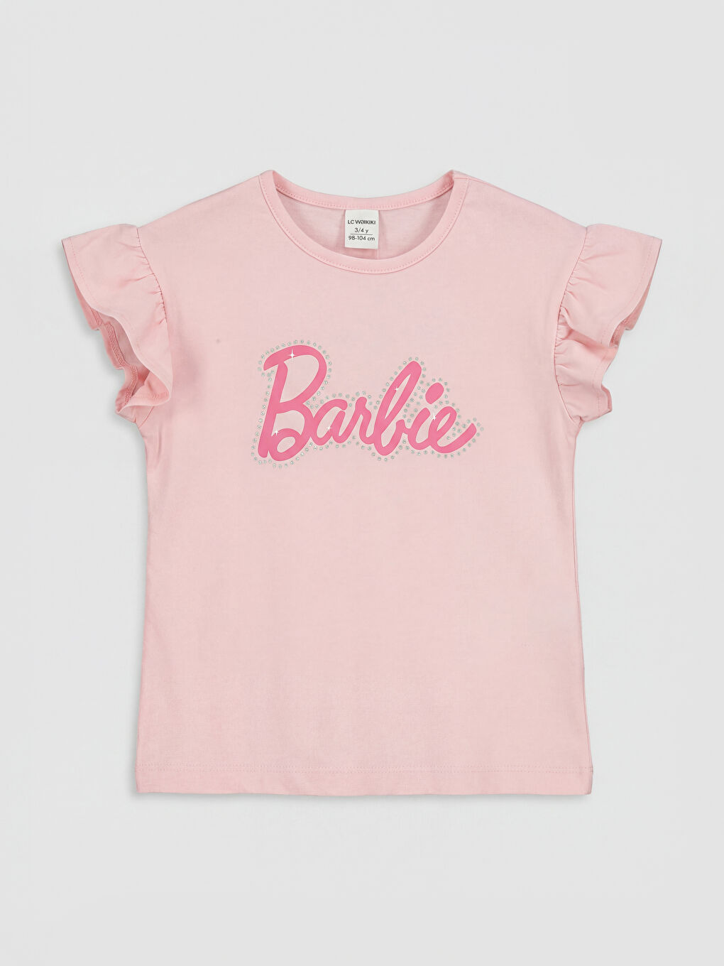 تي شيرت بناتي بطبعة باربي وكشكشة