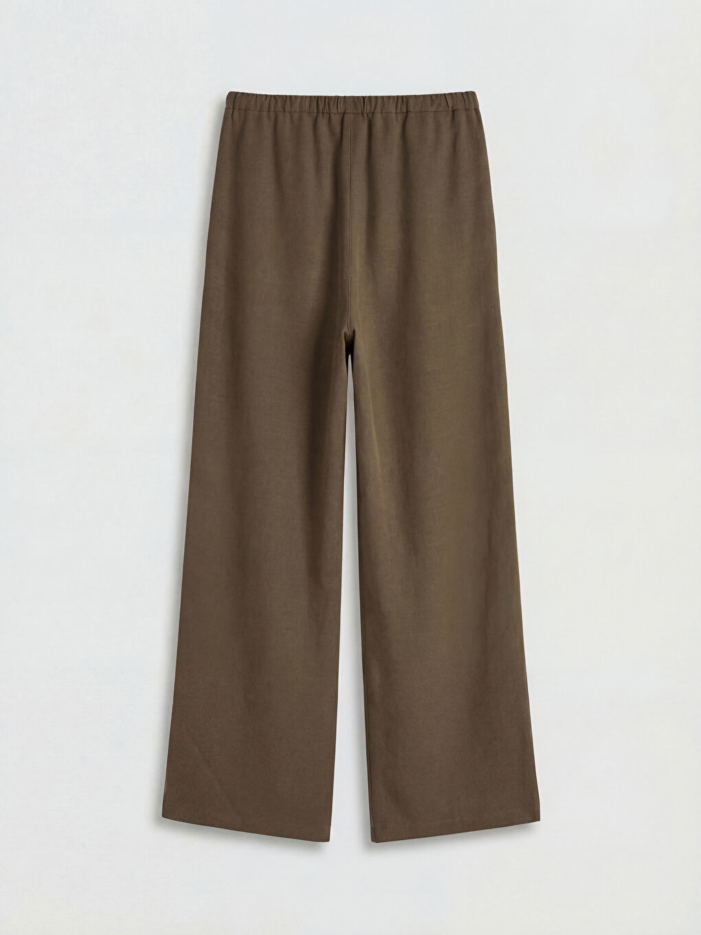 Haki Beli Lastikli Keten Karışımlı Kadın Pantolon-1