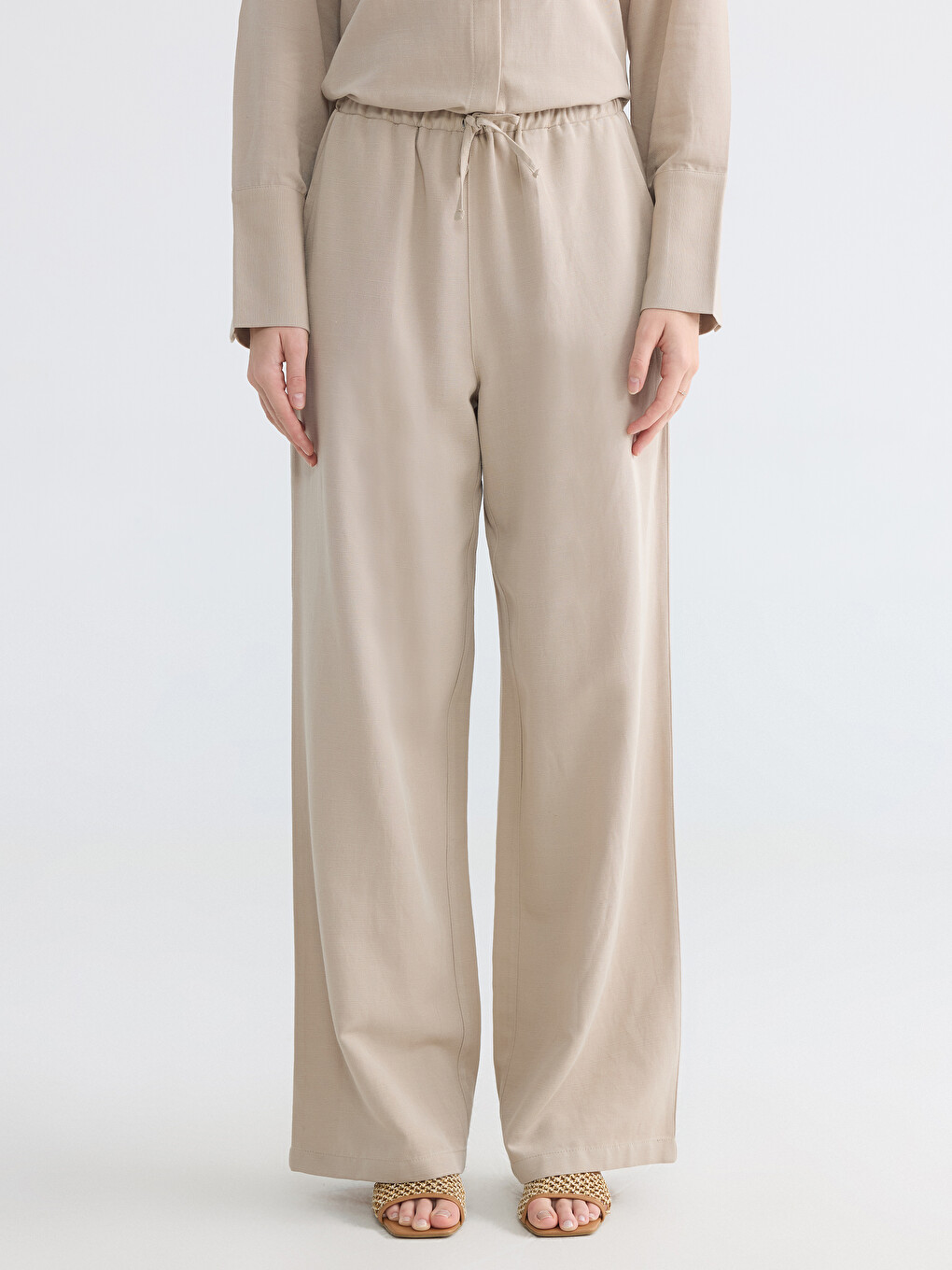 LCW Modest Женские брюки из льняной смеси с эластичным поясом