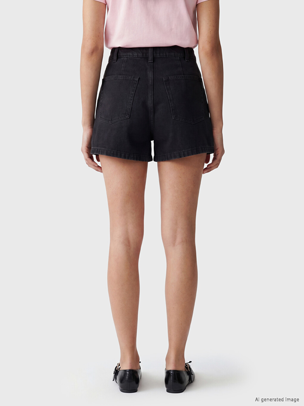 Woman Anthracite Denim Shorts-3