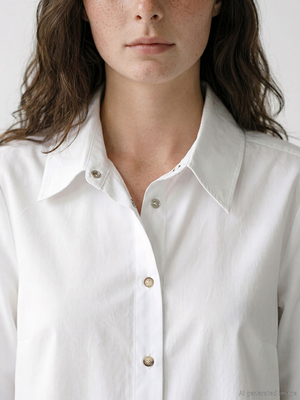 Beyaz Kolay Giyilebilir  Önü ve Kolları Çıtçıtlı Kadın Oversize Gömlek-3