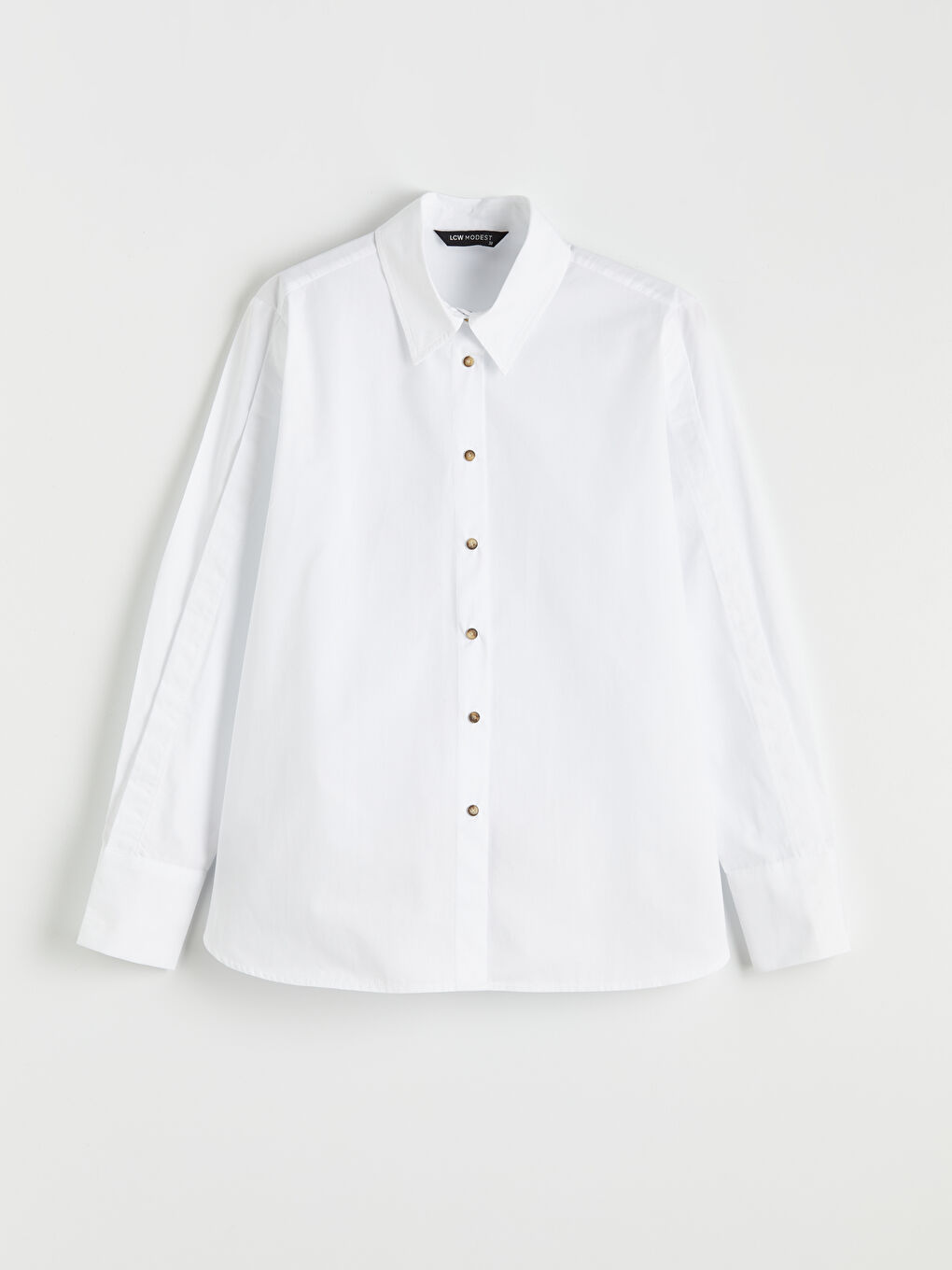 Beyaz Kolay Giyilebilir  Önü ve Kolları Çıtçıtlı Kadın Oversize Gömlek-7