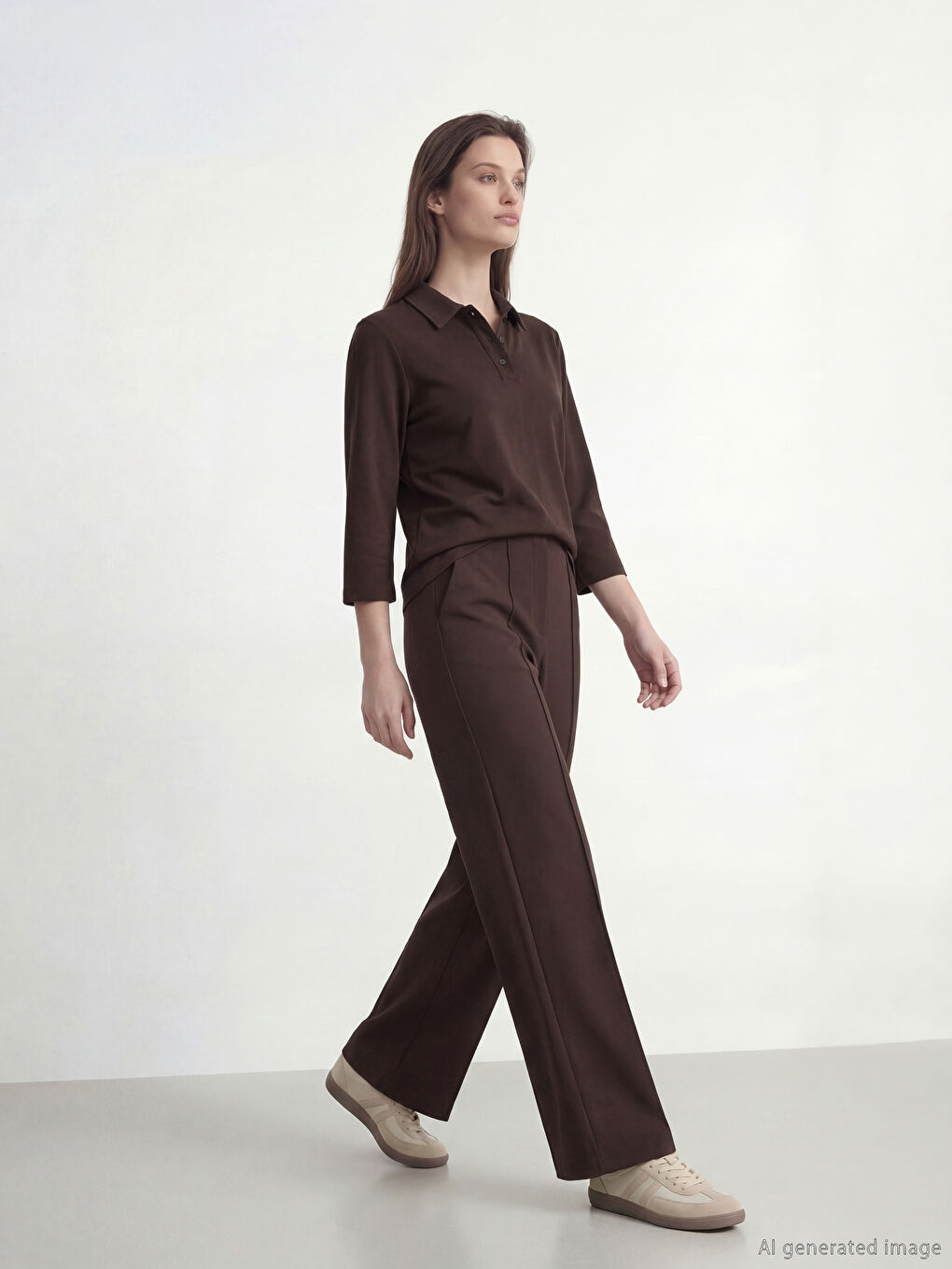 Kahverengi Soft Touch Oversize Kadın Sweatshirt Tunik-1