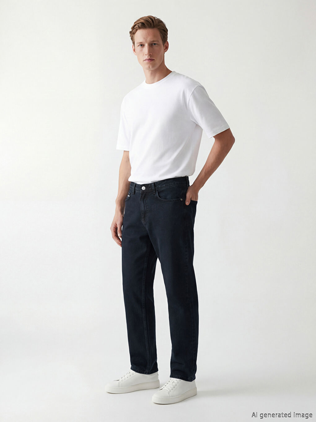 Мужчины Индиго Джинсы-1