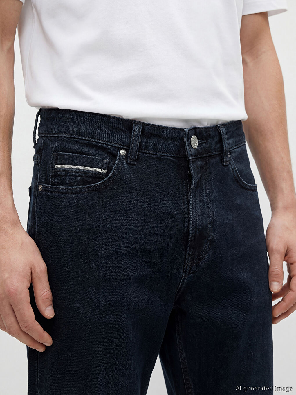 Мужчины Индиго Джинсы-3
