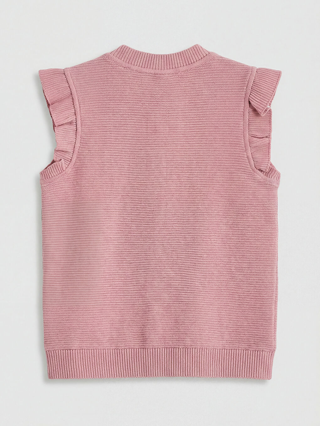Pembe Kız Çocuk Fırfırlı Triko Yelek-1