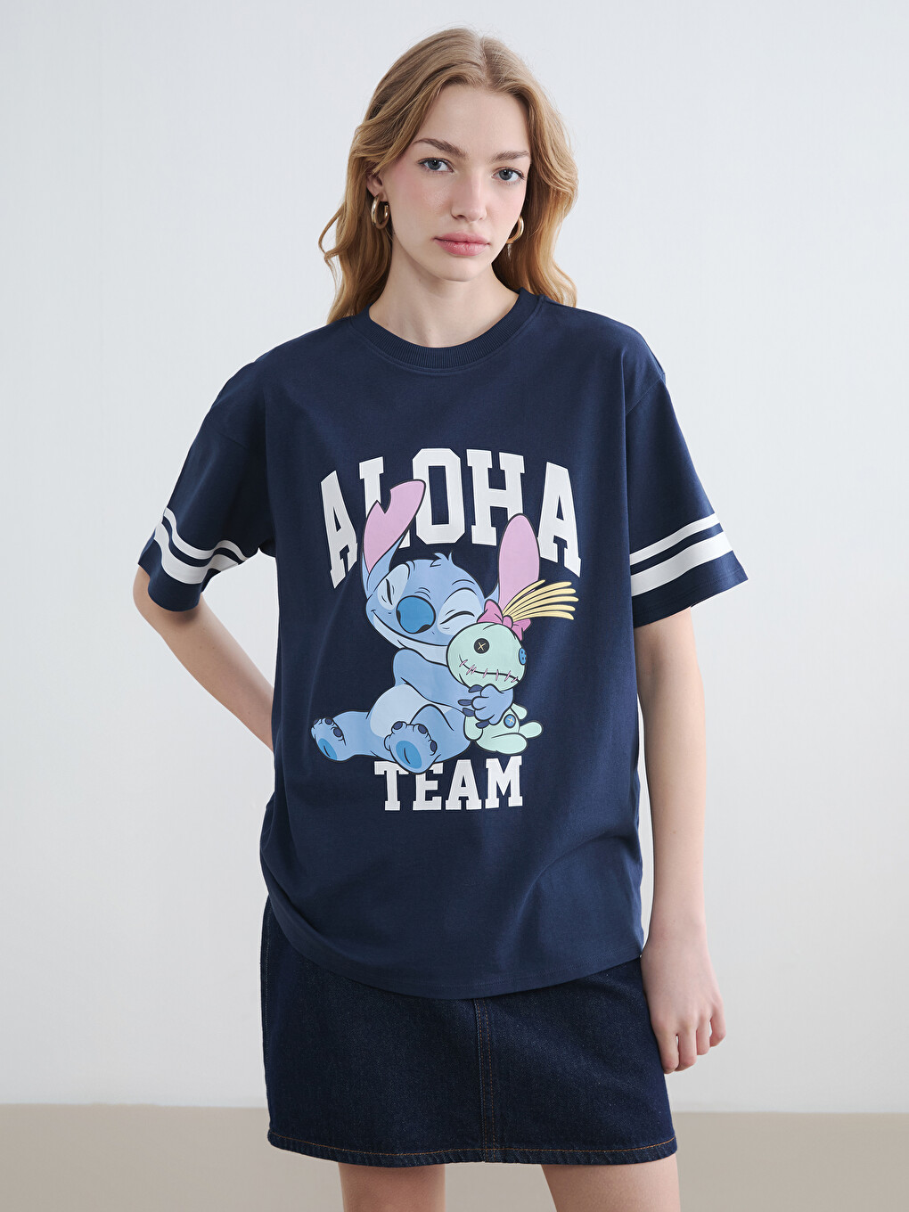 Stitch Printed Oversize Women's T-Shirt