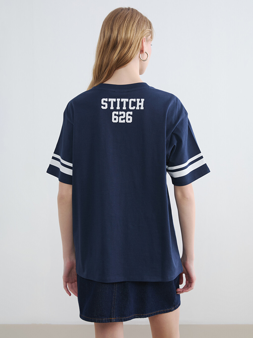 Stitch Printed Oversize Women's T-Shirt-3
