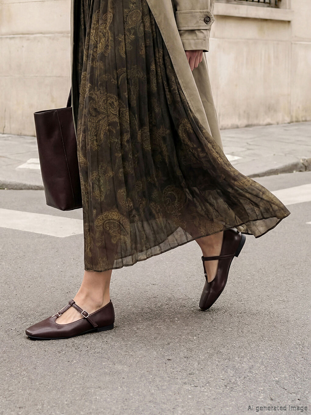 Bordo Deri Görünümlü Kadın Babet