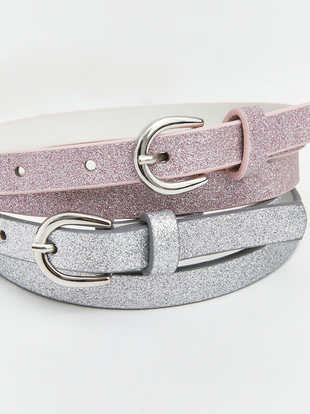 Gri Deri Görünümlü Kız Çocuk Kemer 2'li-3