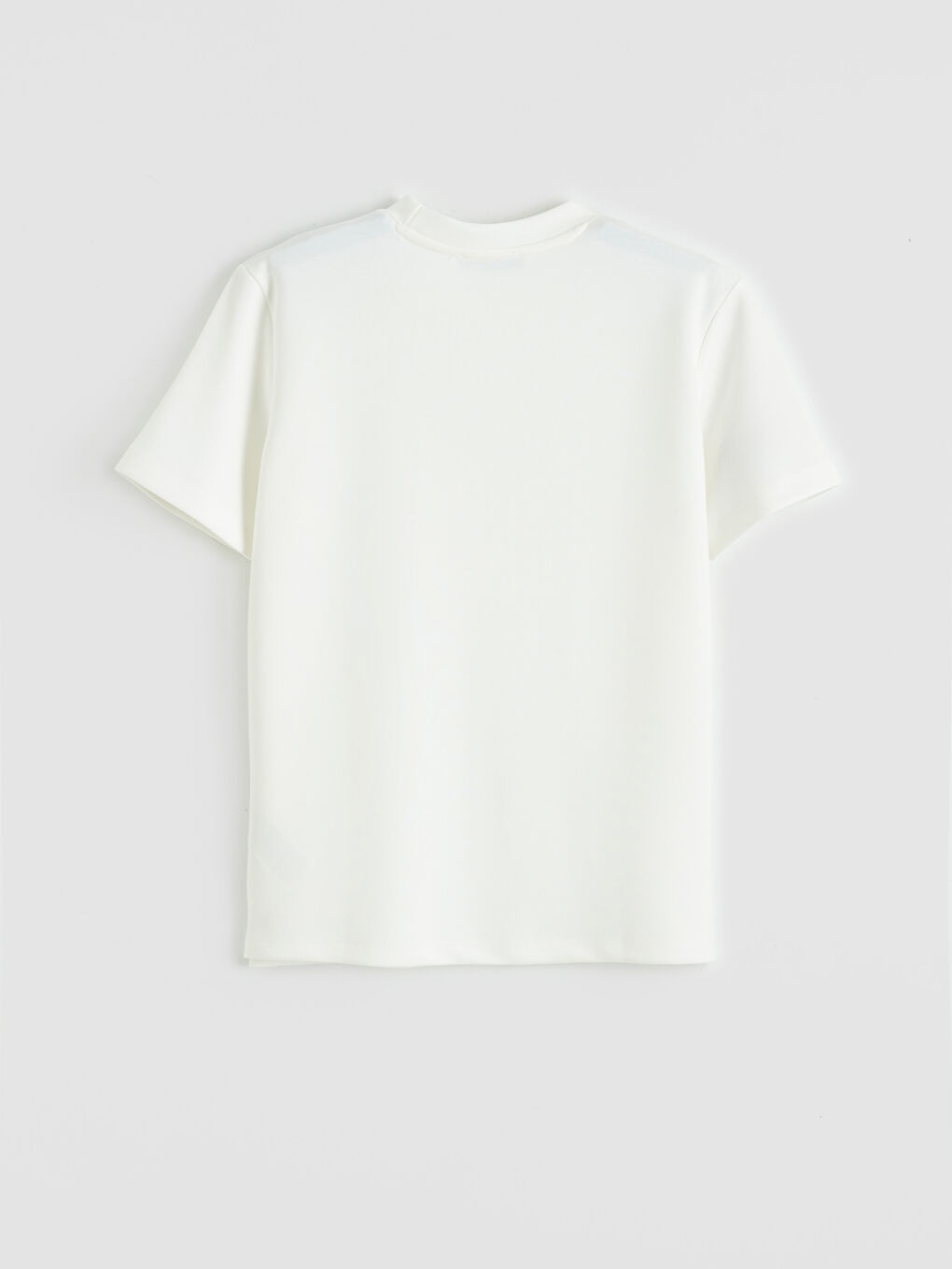 Ekru Bisiklet Yaka Taşlı Kadın Tişört-5