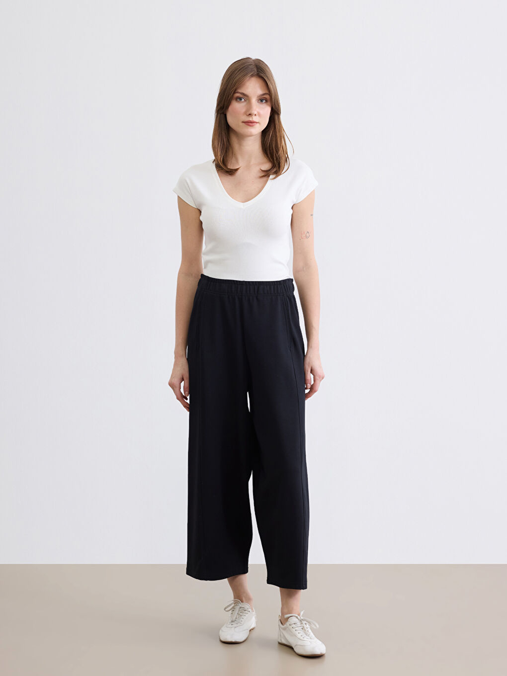 Siyah Beli Lastikli Soft Touch Kadın Eşofman Altı