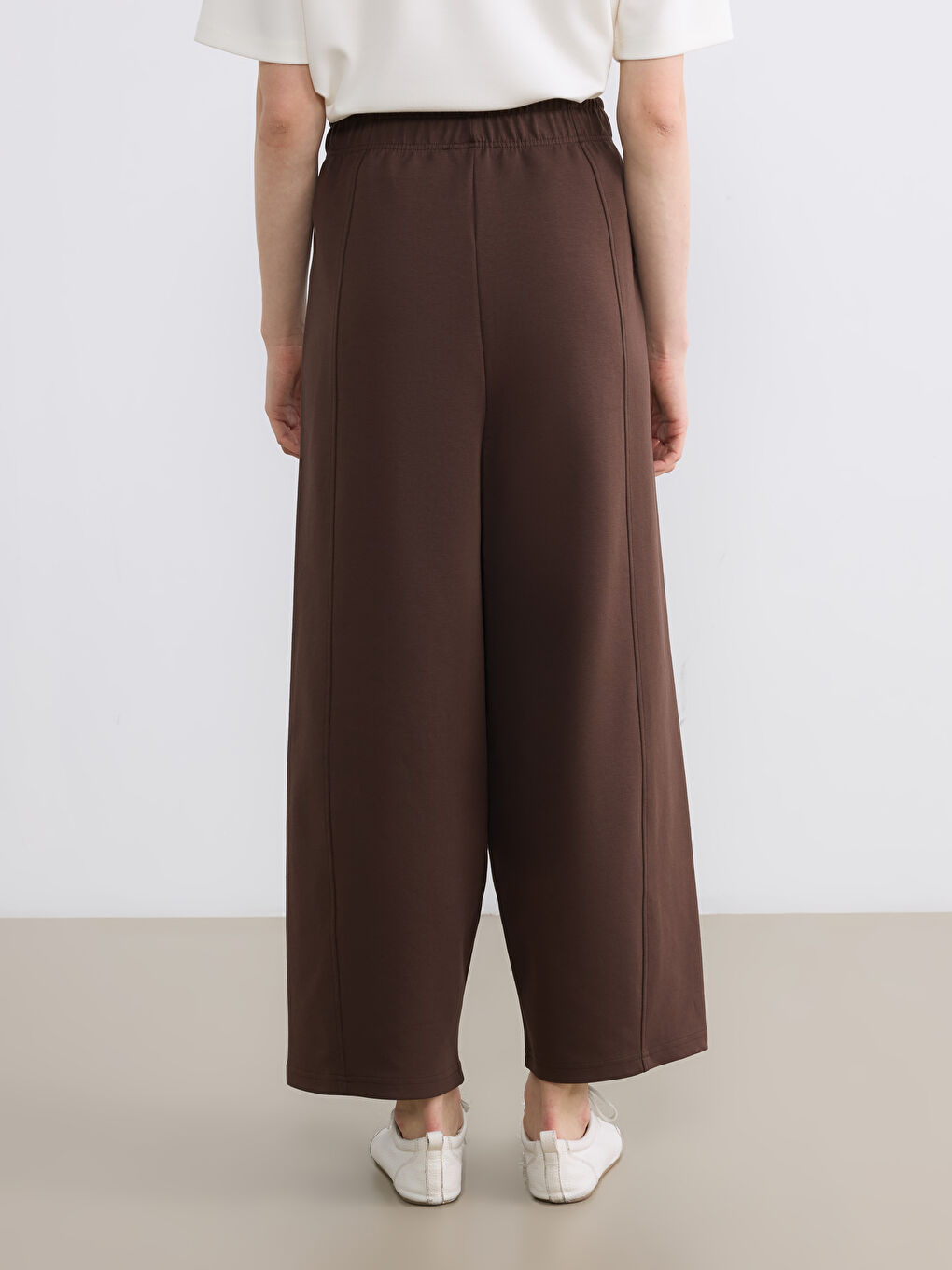 Kahverengi Beli Lastikli Soft Touch Kadın Eşofman Altı-3