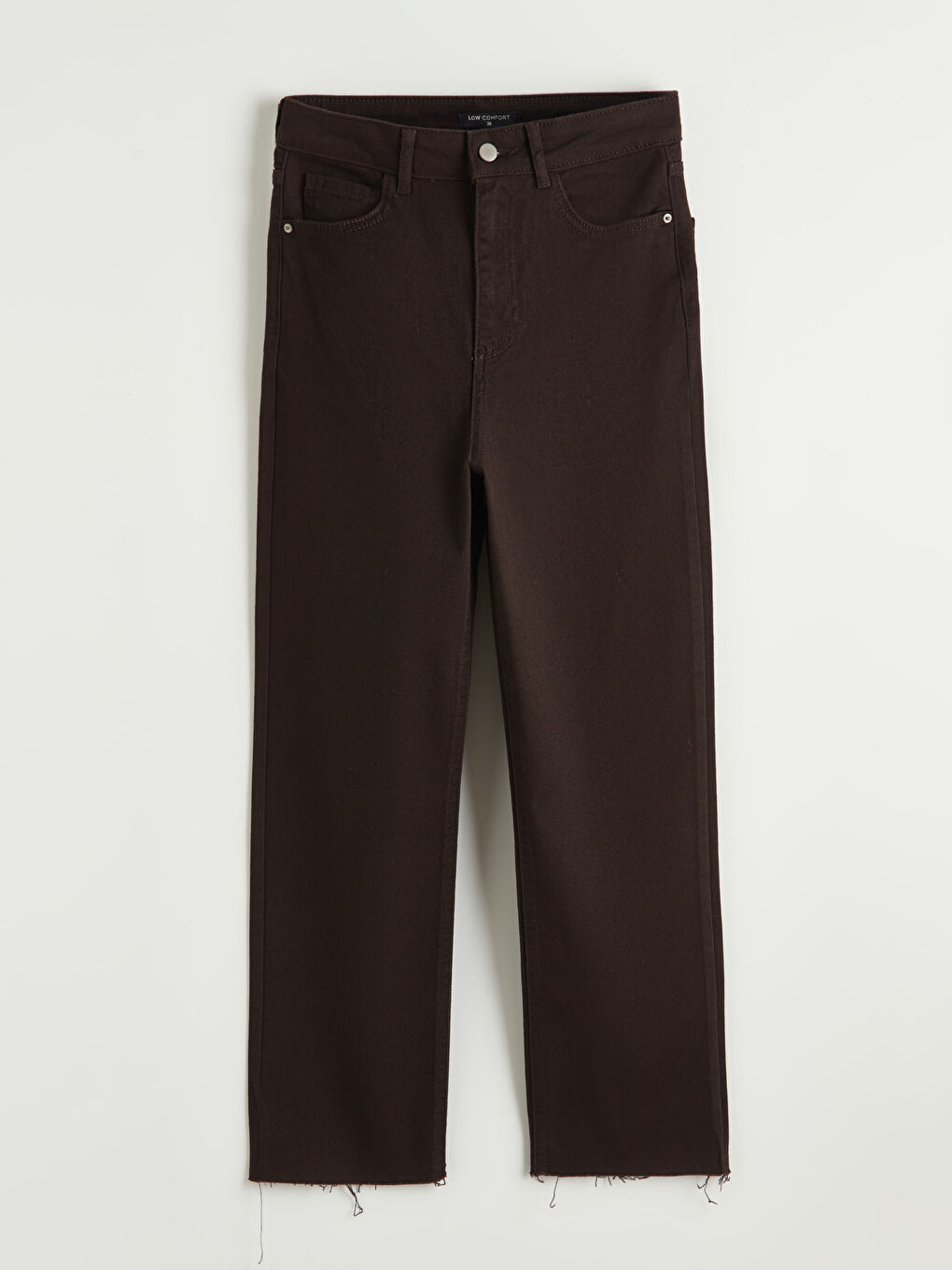 Kahverengi Yüksek Bel Straight Fit Kadın Jean Pantolon