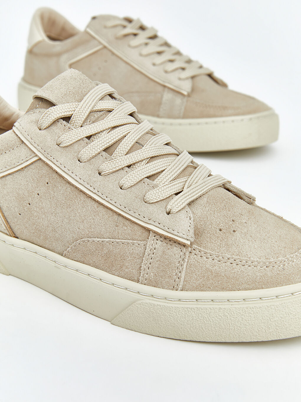 Bej Deri Görünümlü Erkek Spor Ayakkabı-2