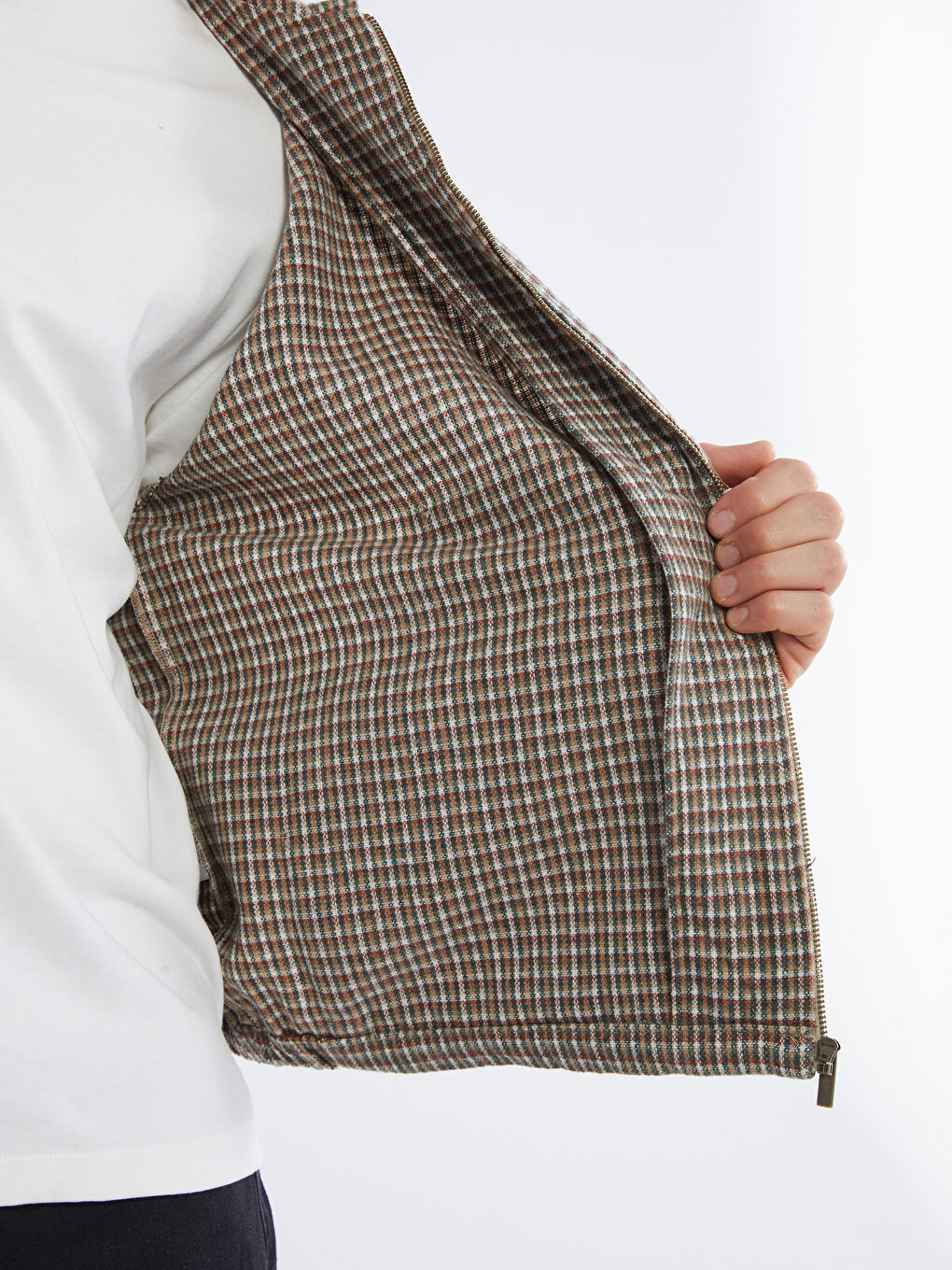 Haki Kapüşonlu Rahat Kalıp Ekose Erkek Gömlek Ceket-3