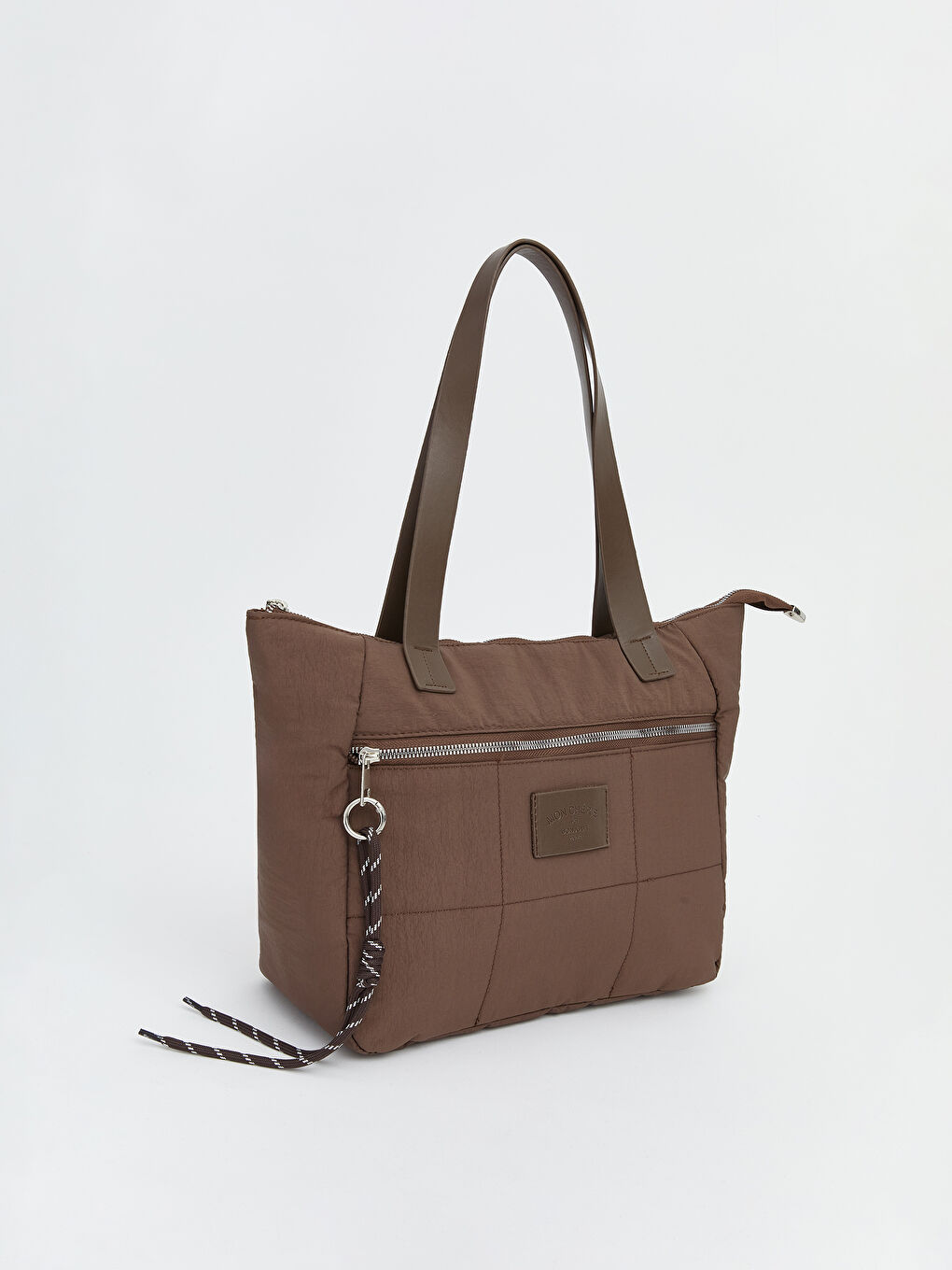 Kahverengi Kapitone Desenli Kadın Omuz Çantası-1