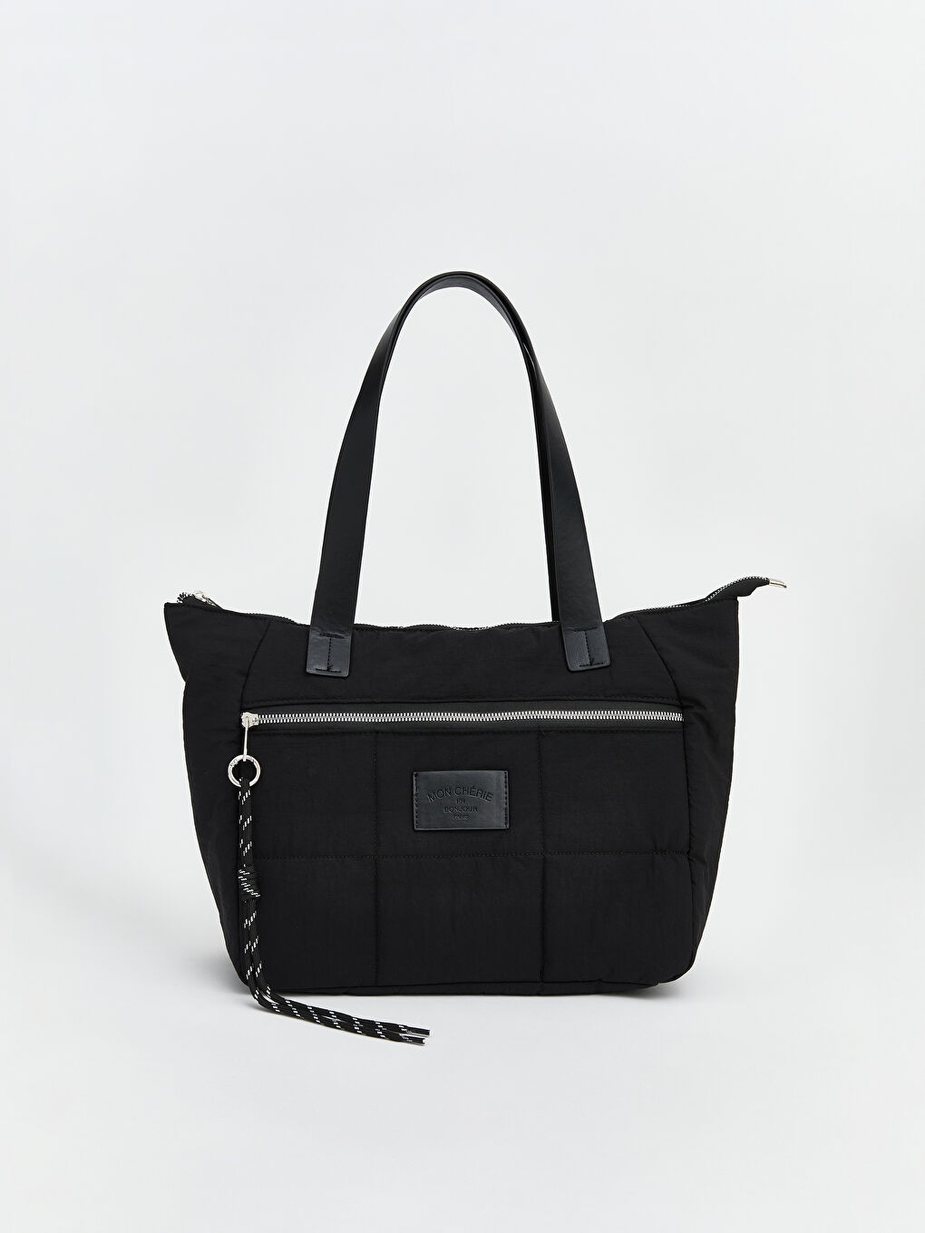 Siyah Paraşüt Kumaşı Kapitone Kadın Omuz Çantası