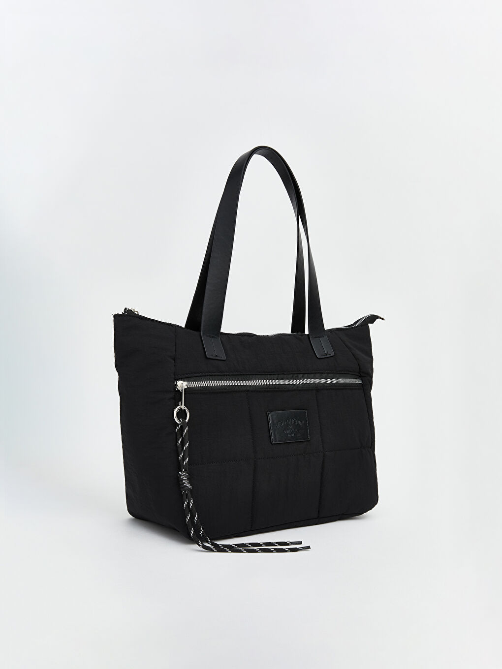 Siyah Paraşüt Kumaşı Kapitone Kadın Omuz Çantası-1