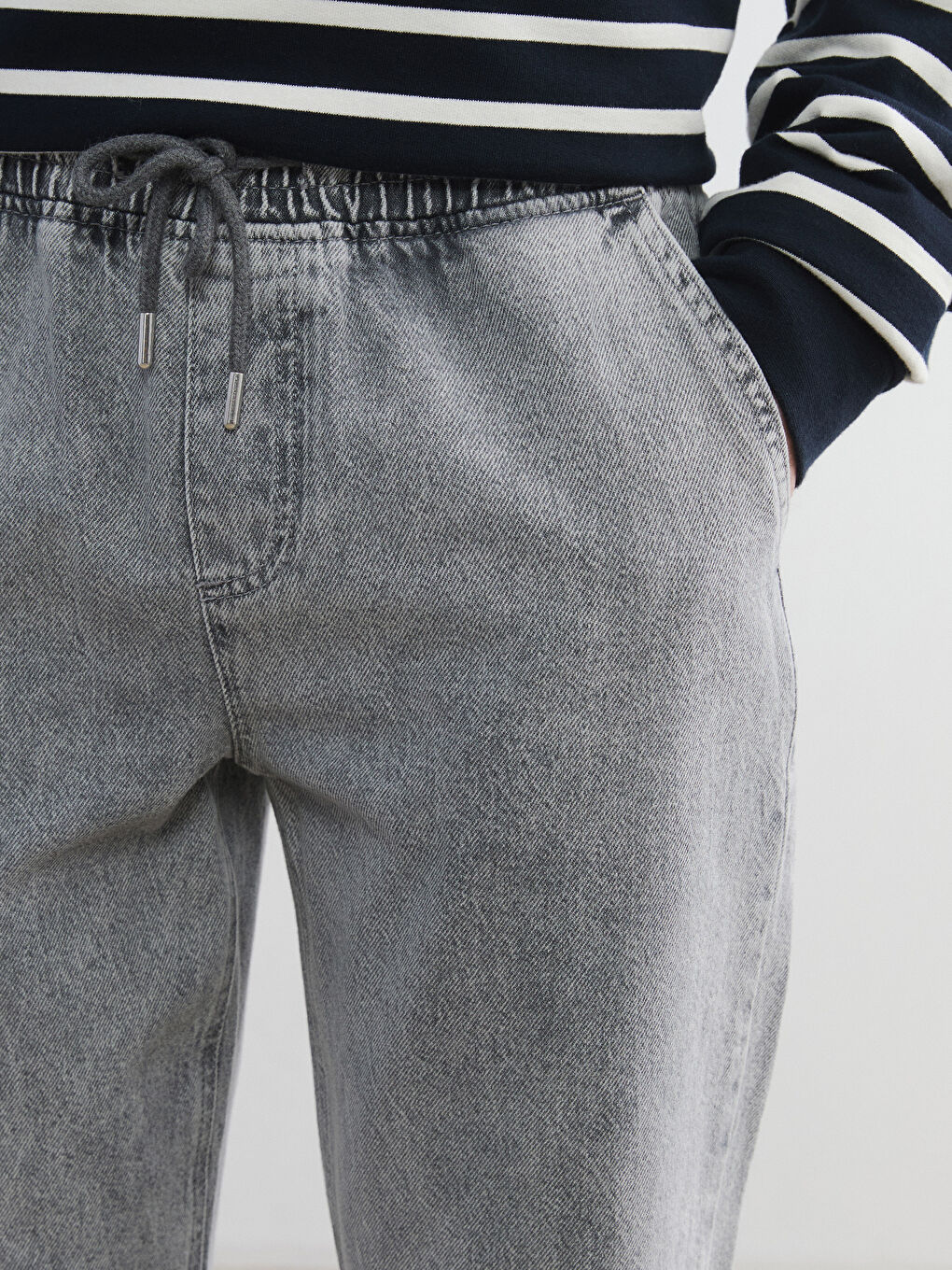 Gri Straight Fit Erkek Jean Pantolon-2