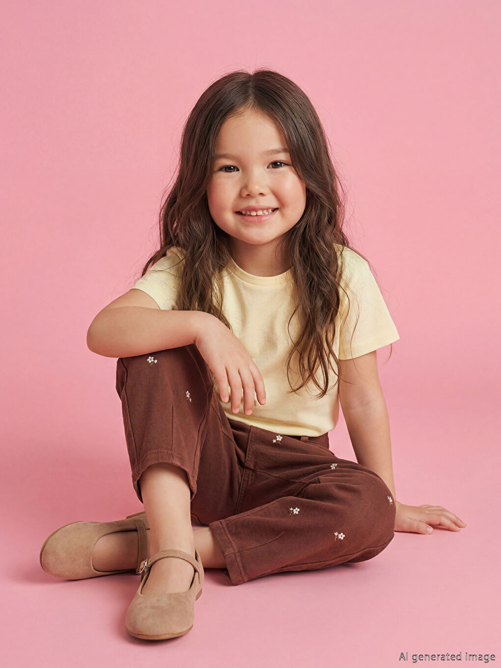 Dečije pantalone sa cvetnim vezom-1