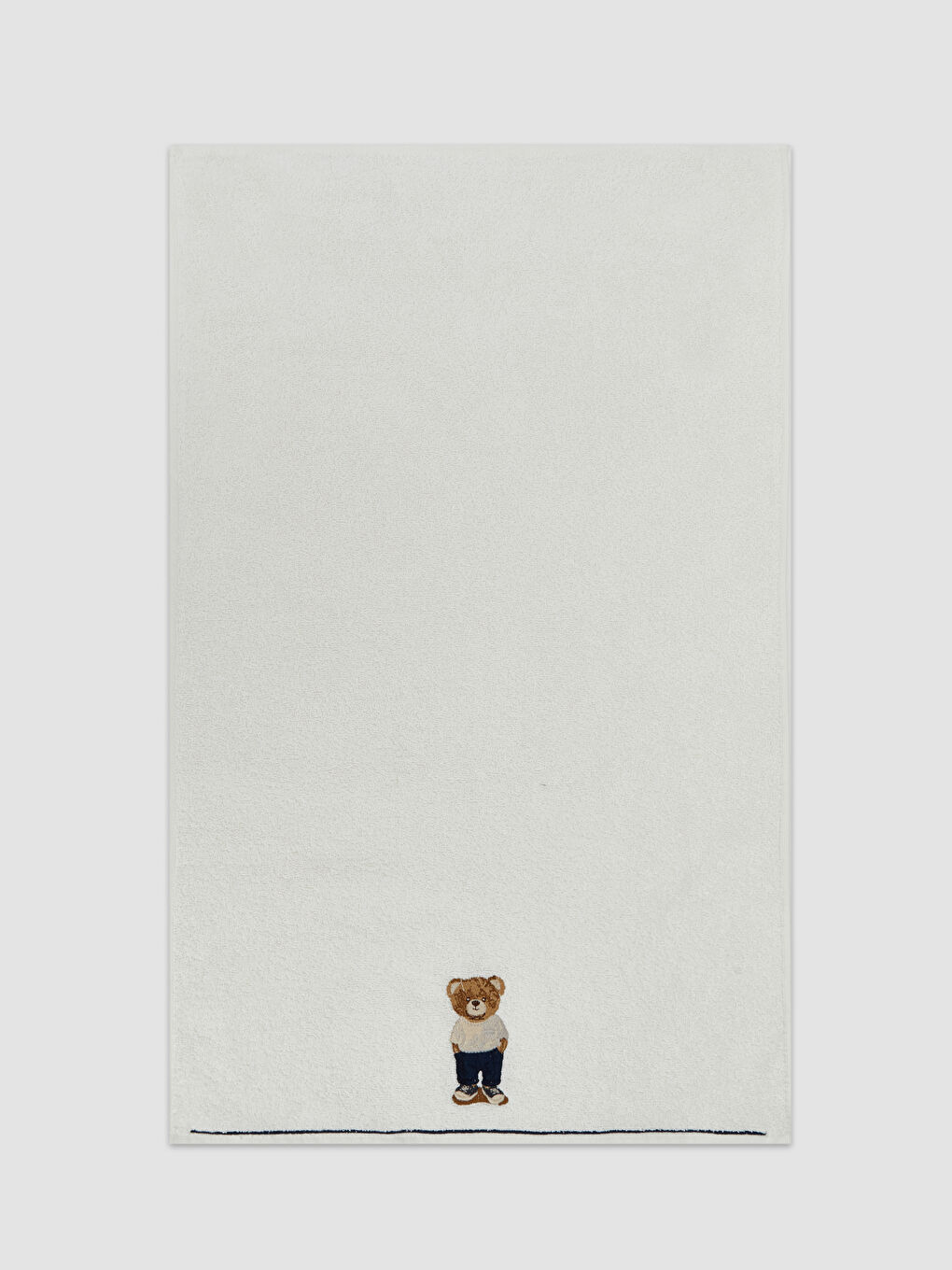Ekru Ayı Teddy Nakışlı Pamuklu Yüz Havlusu 50x80 cm-2