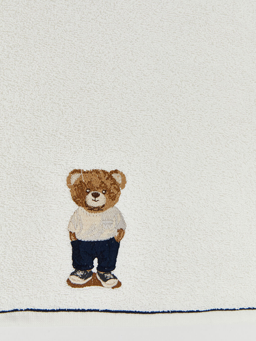 Ekru Ayı Teddy Nakışlı Pamuklu Yüz Havlusu 50x80 cm-3