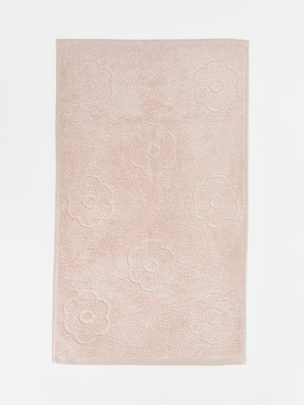 Pembe Çiçek Nakışlı Pamuklu Yüz Havlusu 50x80 cm-2