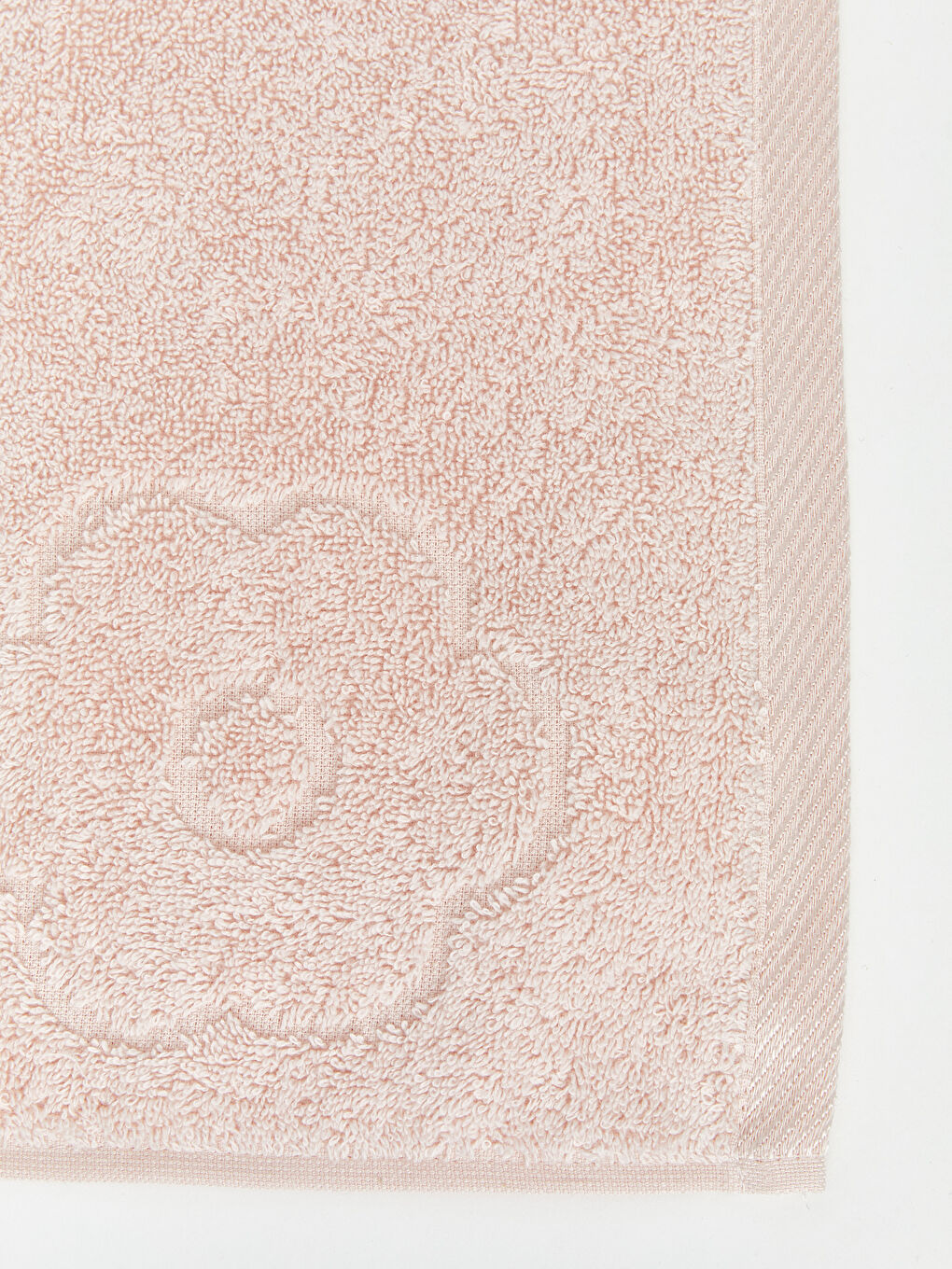Pembe Çiçek Nakışlı Pamuklu Yüz Havlusu 50x80 cm-3