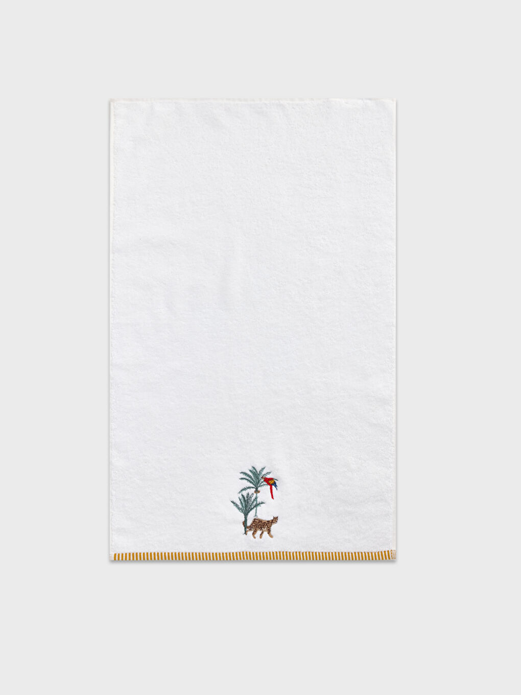 Ekru Nakışlı Pamuklu Yüz Havlusu 50x80 cm-1