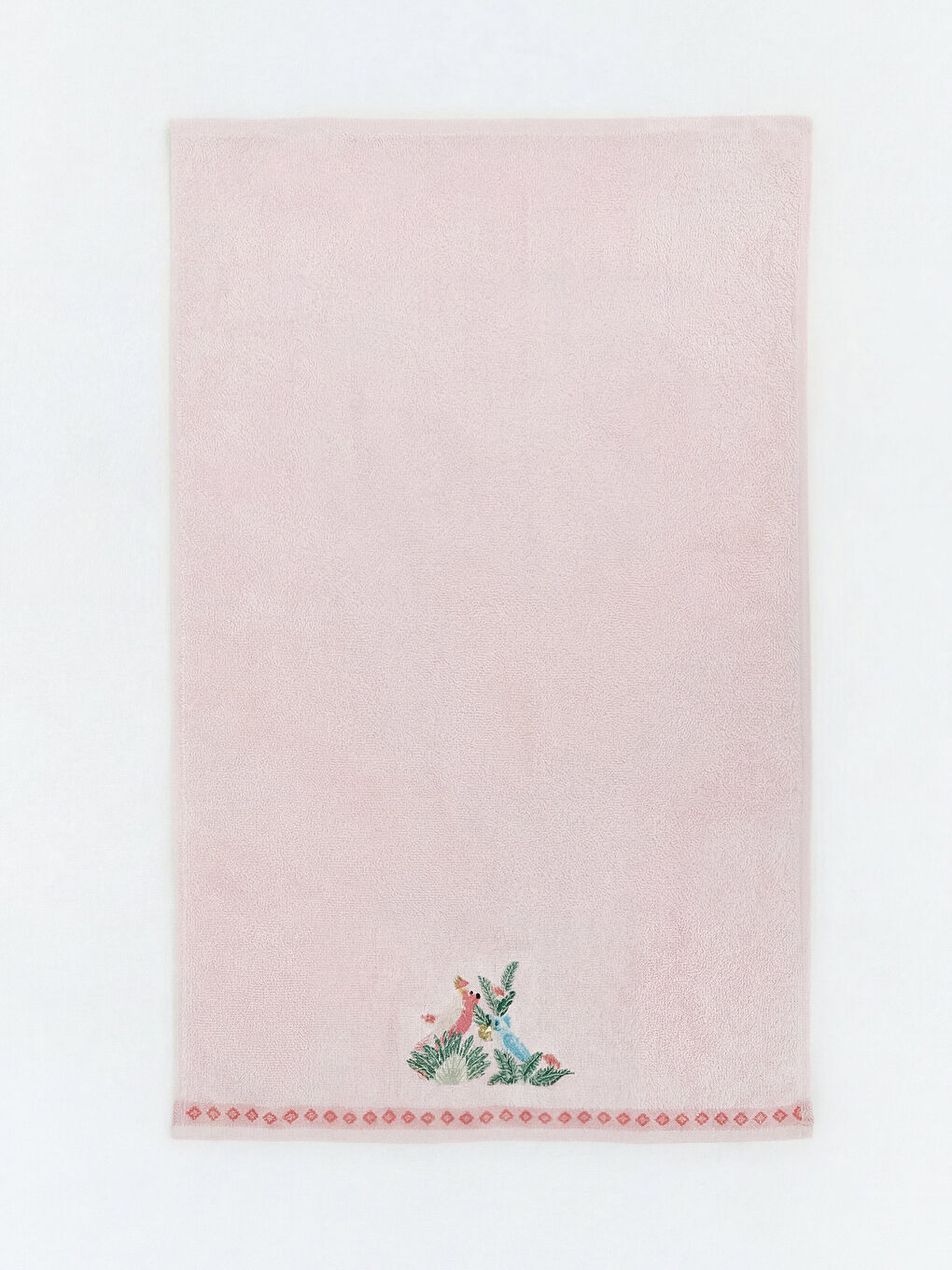 Pembe Nakışlı Pamuklu Yüz Havlusu 50x80 cm-2
