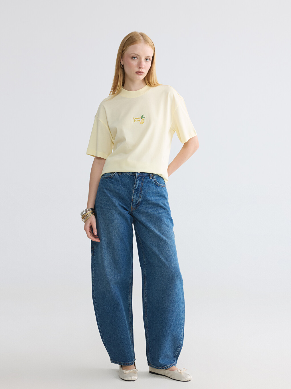 Embroidered 100% Cotton Women's T-shirt-1