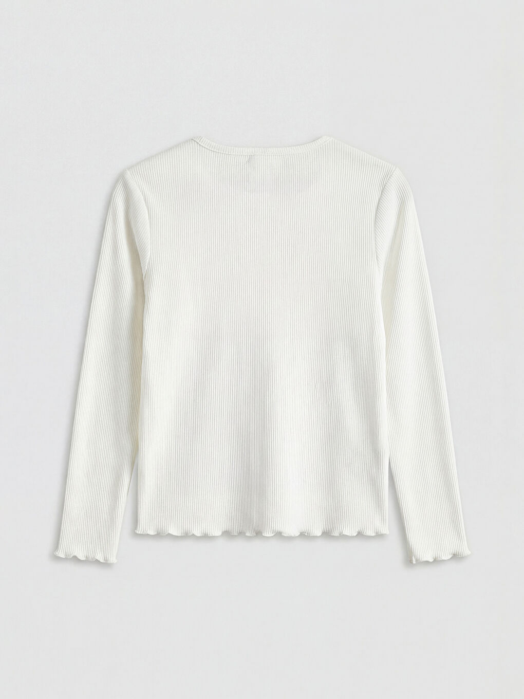 Ekru Basic Uzun Kollu Kız Çocuk Tişört-1