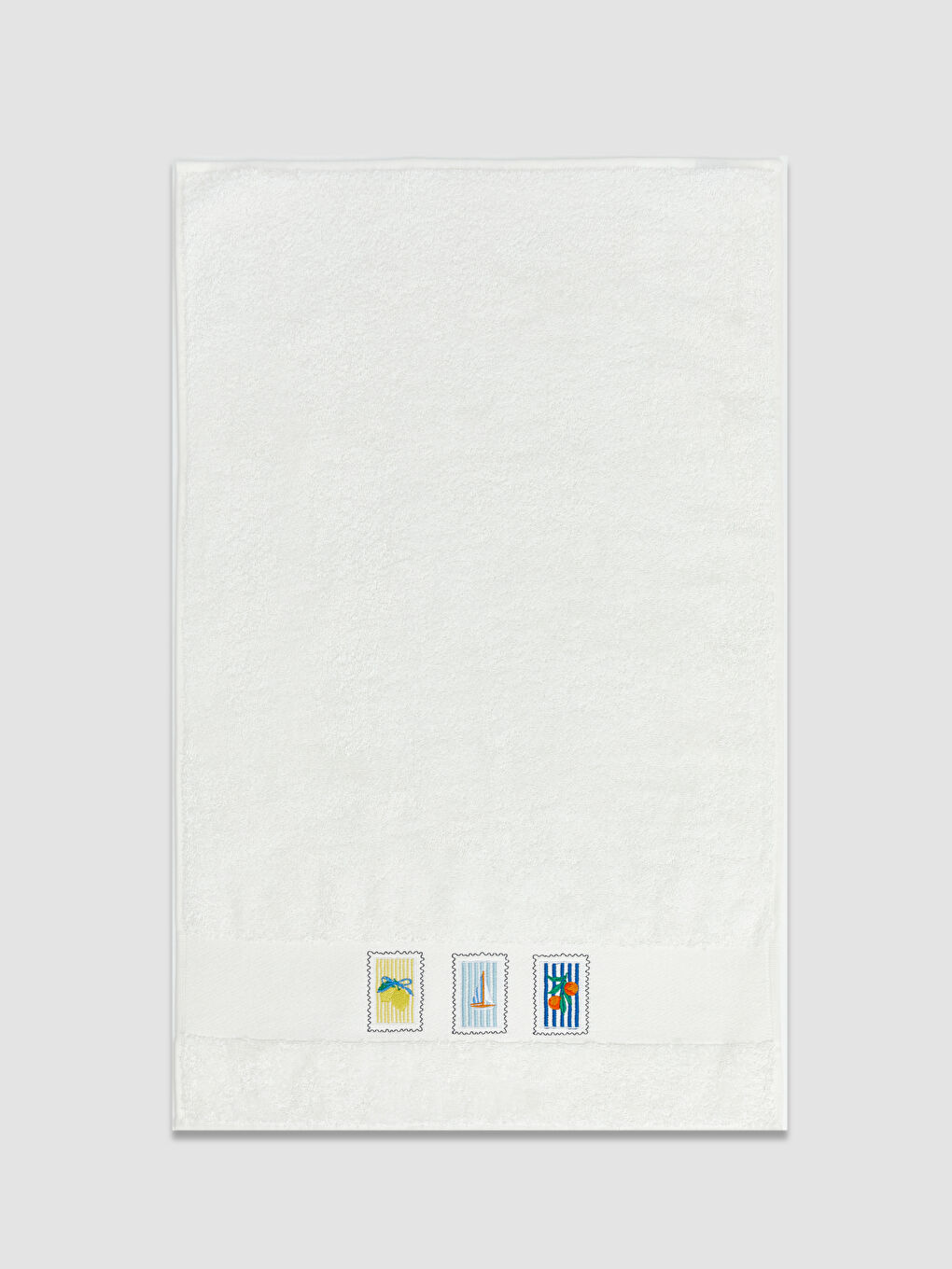 Ekru Deniz Nakışlı Yüz Havlusu 50x80 cm-2
