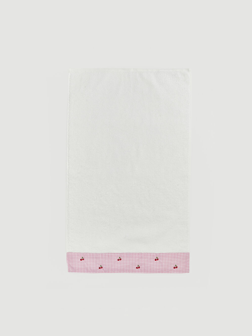 Ekru Pötikareli Kiraz Nakışlı Yüz Havlusu 50x80 cm-1