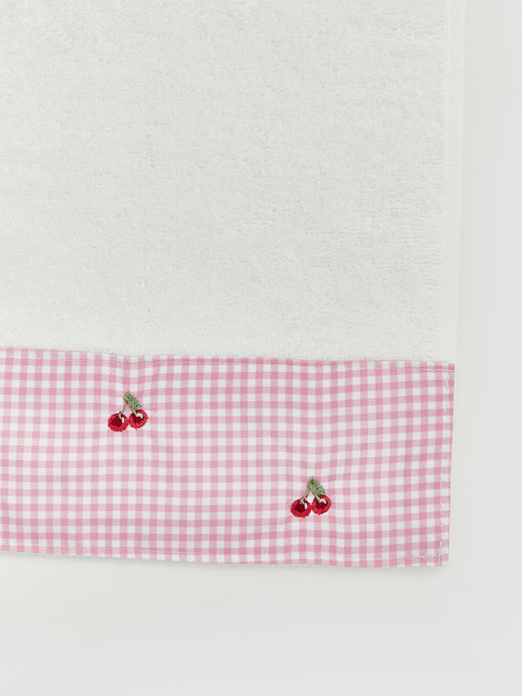 Ekru Pötikareli Kiraz Nakışlı Yüz Havlusu 50x80 cm-2