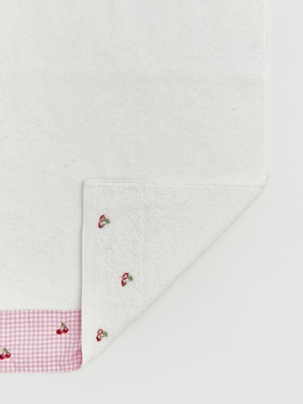 Ekru Pötikareli Kiraz Nakışlı Yüz Havlusu 50x80 cm-3