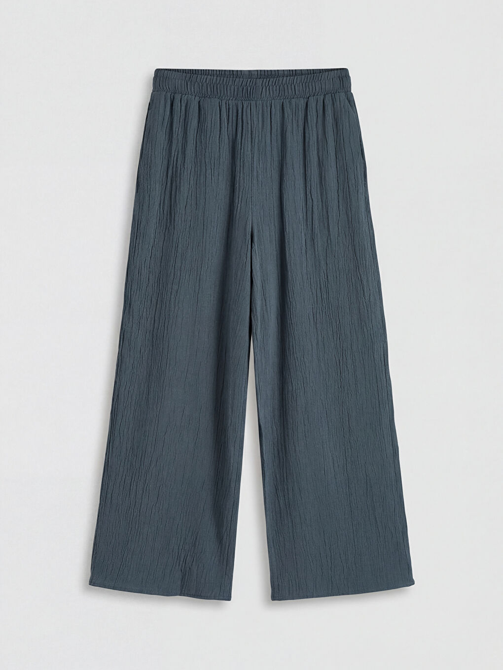 İndigo Beli Lastikli Geniş Paça Kadın Pantolon